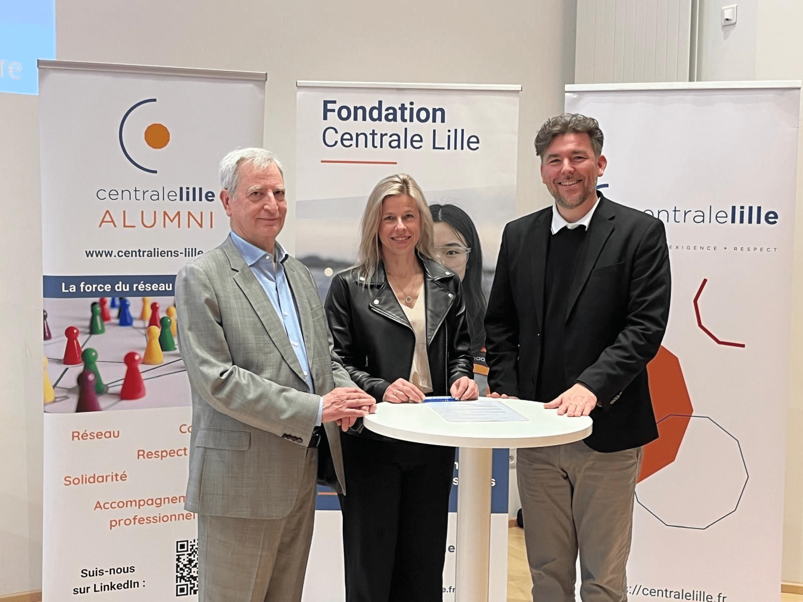 Signature de la charte entre Centrale Lille Alumni, Centrale Lille Institut et la Fondation Centrale Lille